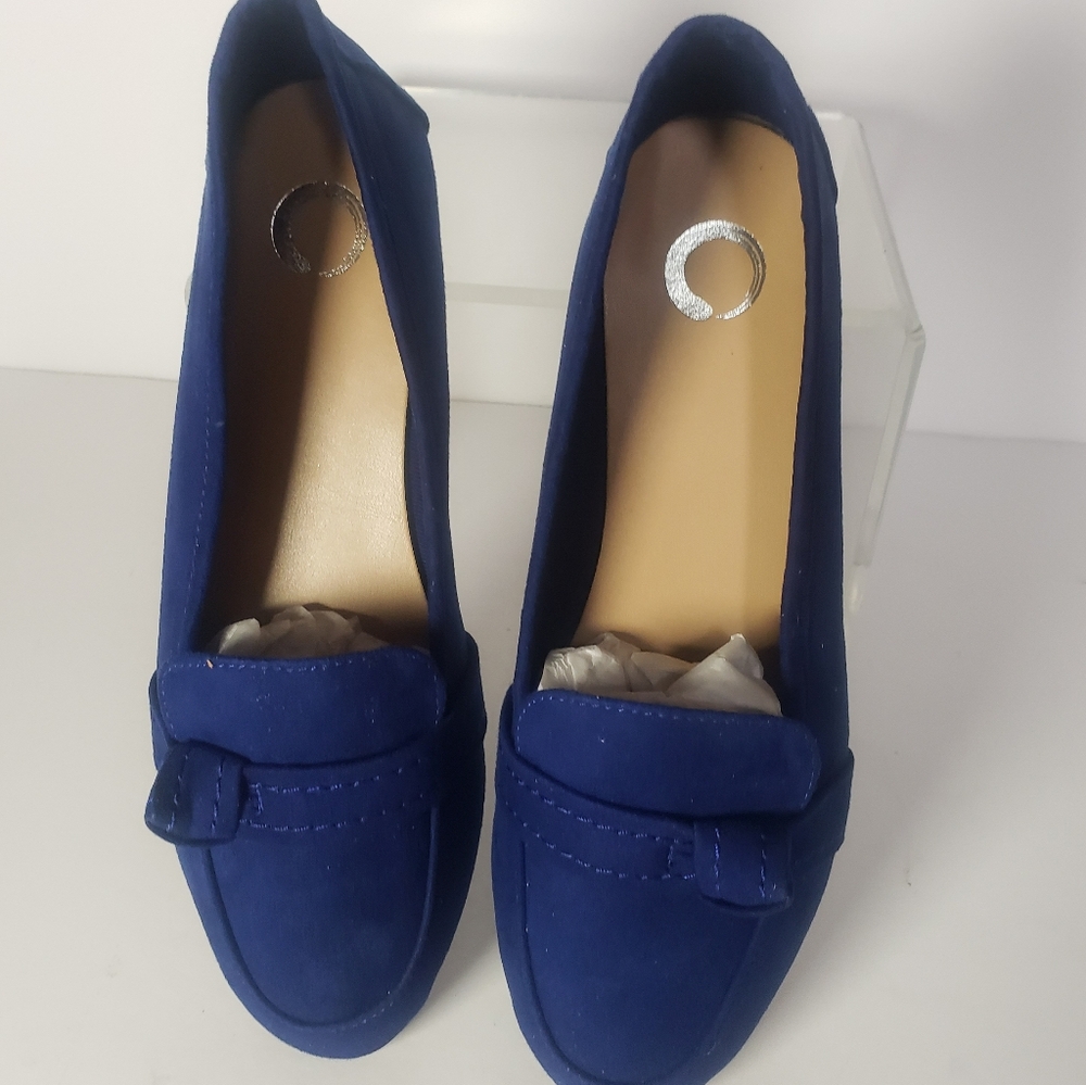 Journee Colllection "Marci", Women's Cobalt Blue Suede Loafers, Size 7.5M